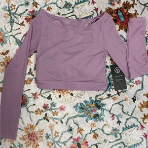 Move Theology Purple Mesh Layered Top